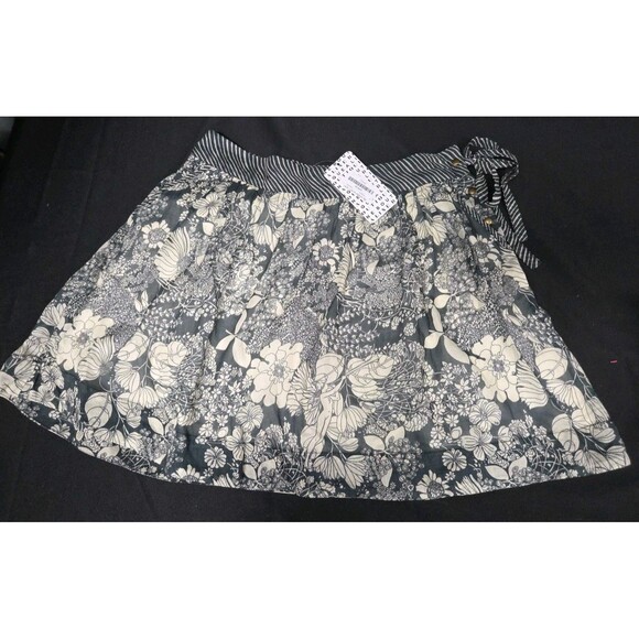Mother The String Along Skirt Size Large Floral Grey Beige Short